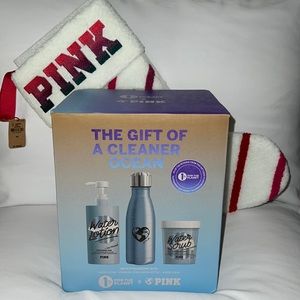 PINK For the Planet Water Lotion Scrub & water bottle set with stocking